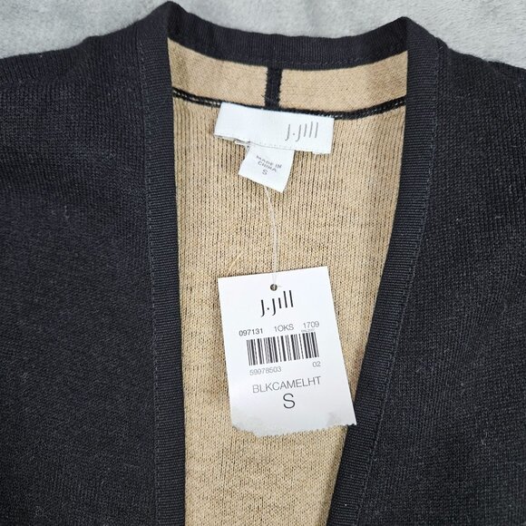 J Jill Cardigan Small Black Open Front Long Line Duster Minimalist Lagenlook NEW - Picture 4 of 9